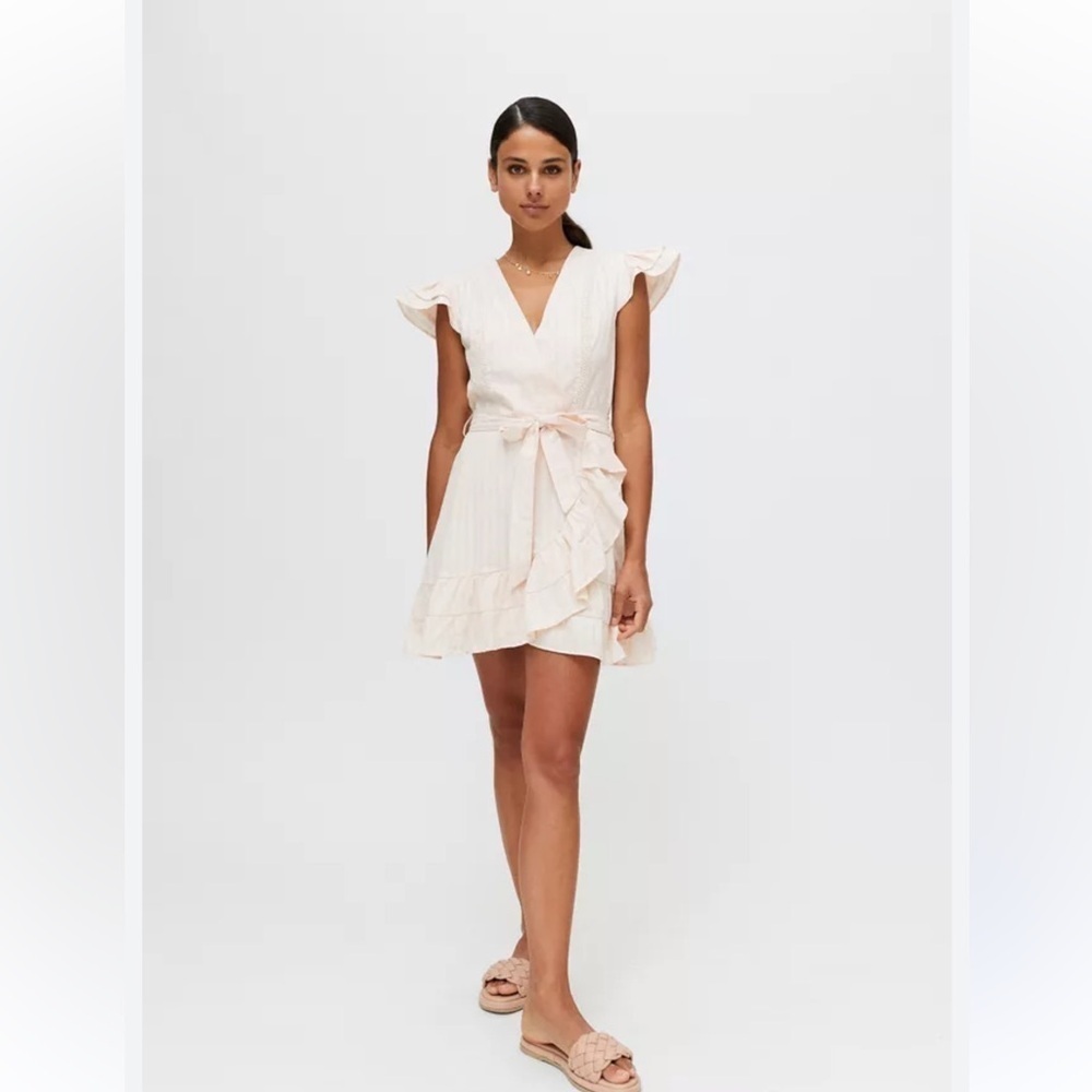 MINKPINK Pink Flutter Sleeve Sundress MINKPINK Kelsey Mini Wrap Dress - Picture 11 of 11
